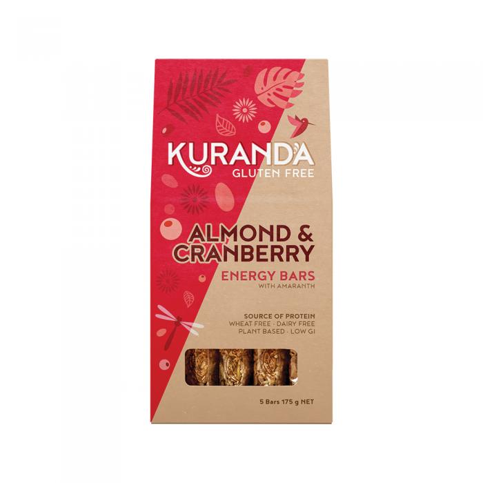 Kuranda Wholefoods Gluten Free Energy Bars Almond & Cranberry 35g X 5 Pack
