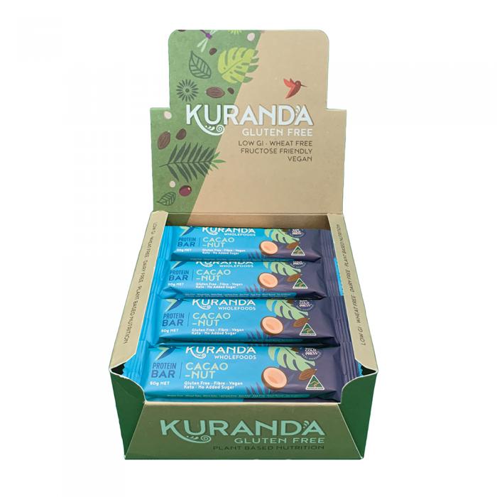 Kuranda Wholefoods Gluten Free Protein Bars Cacao Nut 50g X 16 Display