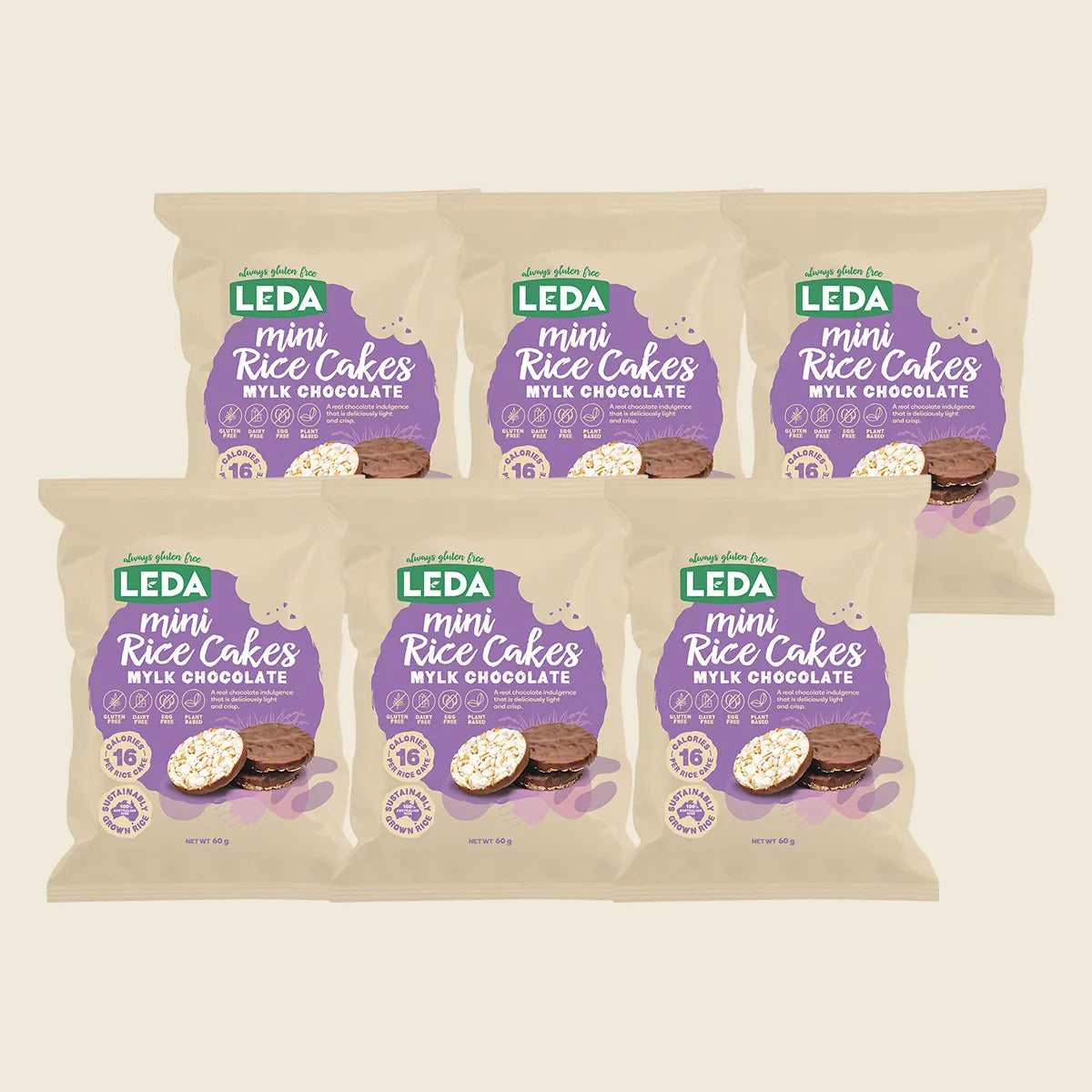 Mini Rice Cakes Mylk Chocolate 6x60g