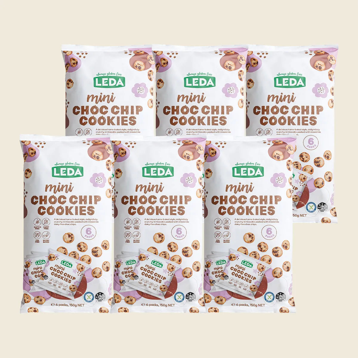 Mini Choc Chip Cookies 6 Pack 6x150g