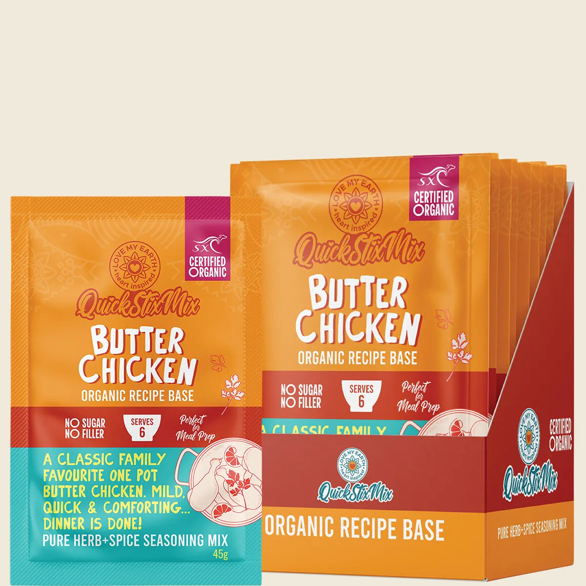 Quick Stix Mix Organic Recipe Base Butter Chicken 10x45g