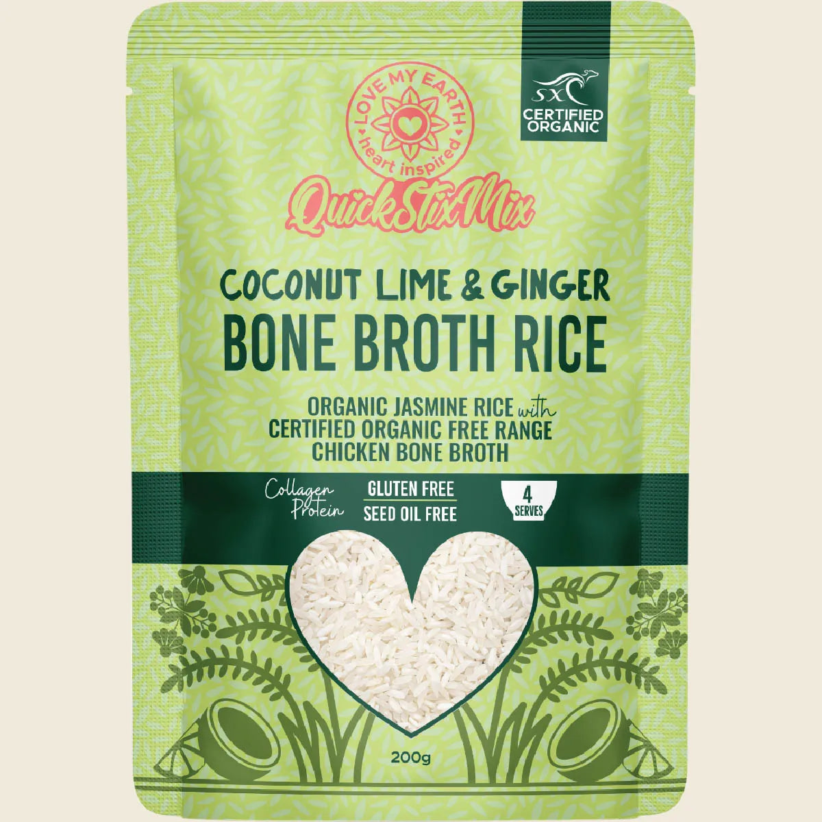 Quick Stix Mix Organic Bone Broth Rice Coco Lime Ginger 200g