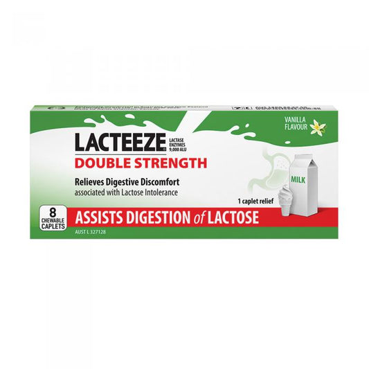 Lacteeze Double Strength Chewable (vanilla Flavour) 8c