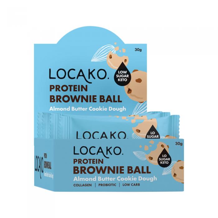 Locako Protein Brownie Ball Almond Butter Cookie Dough 30g X 10 Display