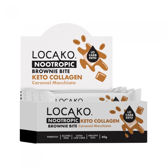 Locako Keto Collagen Brownie Bite (nootropic) Caramel Macchiato 40g X 15 Display