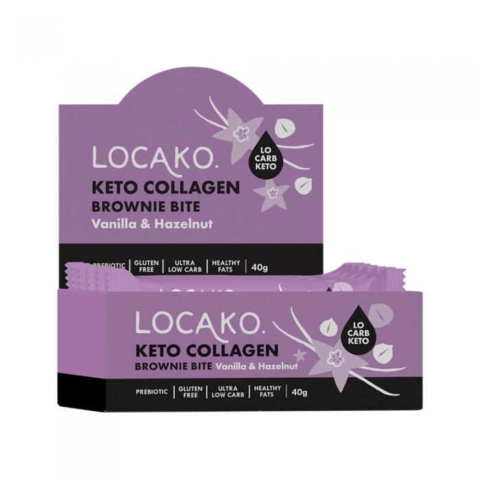Locako Keto Collagen Brownie Bite Vanilla & Hazelnut 40g X 15 Display