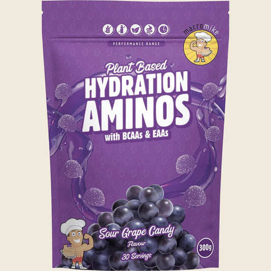 Macro Mike Plant Based Hydration Aminos Sour Grape Candy 300g