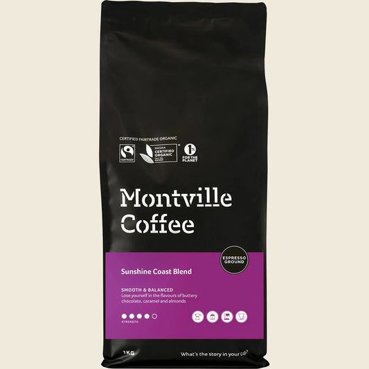 Montville Coffee Organic Sunshine Coast Blend Espresso Ground 1kg
