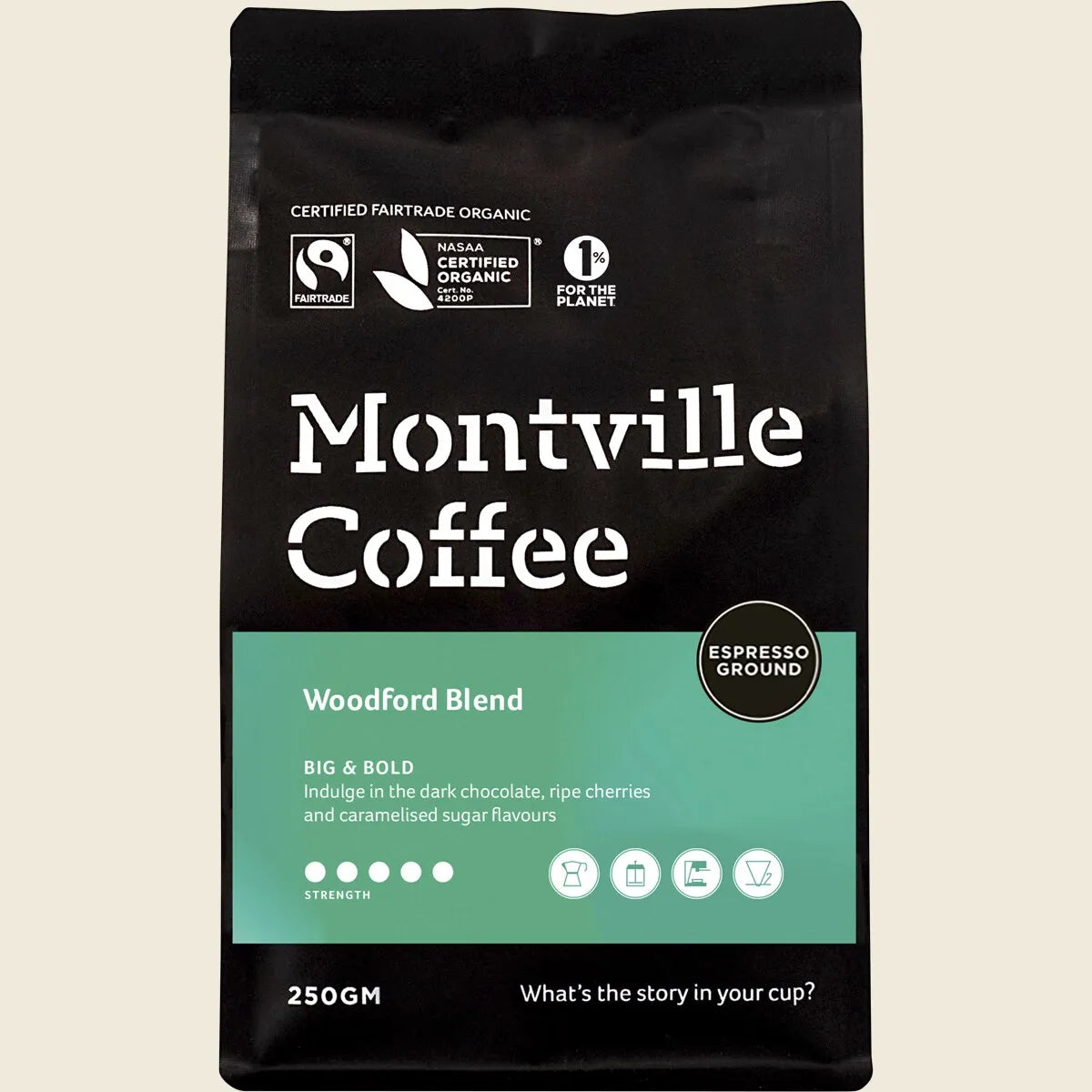 Coffee Ground Espresso Woodford Blend 250g
