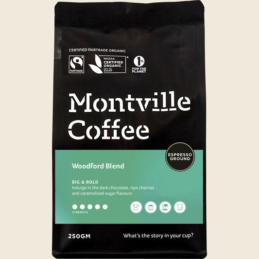 Montville Coffee Organic Sunshine Coast Blend Espresso Ground 250g