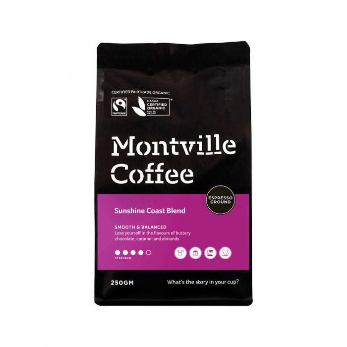 Montville Coffee Organic Sunshine Coast Blend Espresso Ground 250g