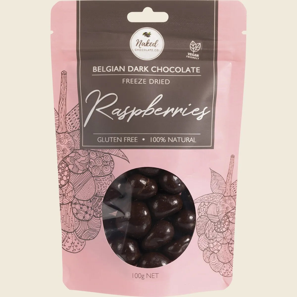 Freeze Dried Raspberries Dark Chocolate 100g