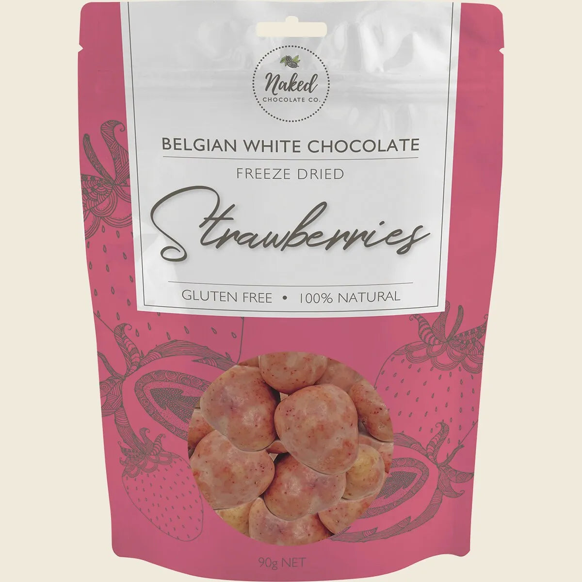 Freeze Dried Strawberries White Chocolate 90g