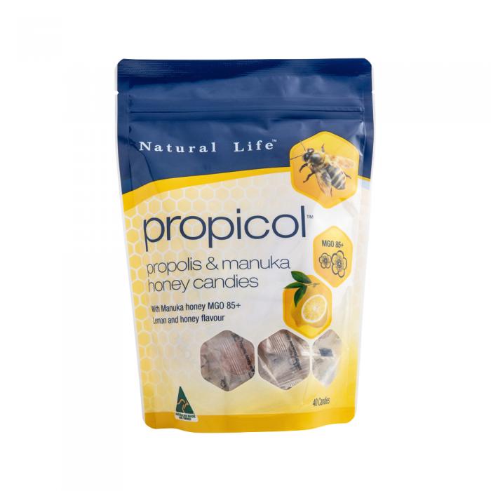 Natural Life Propicol (propolis & Manuka Honey Candies) With Manuka Honey Mgo 550+ Lemon And Honey X 40 Pack
