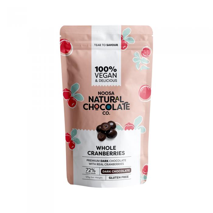 Noosa Natural Chocolate Co. Dark Chocolate Whole Cranberries 125g