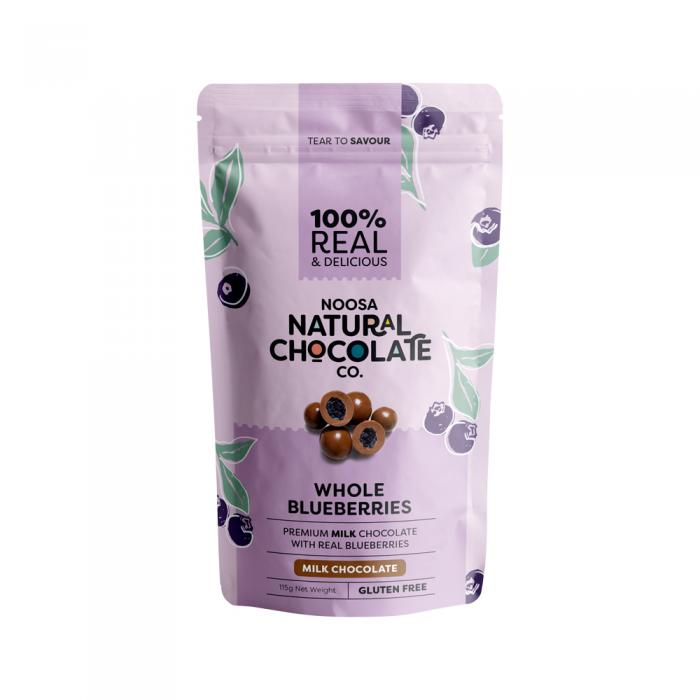 Noosa Natural Chocolate Co. Milk Chocolate Whole Blueberries 115g