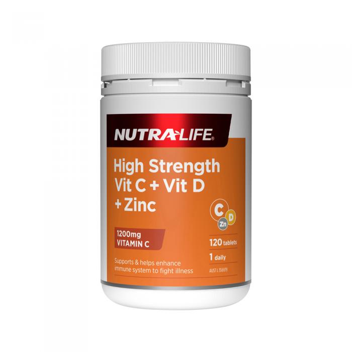 Nutralife High Strength Vit C + Vit D + Zinc 120t