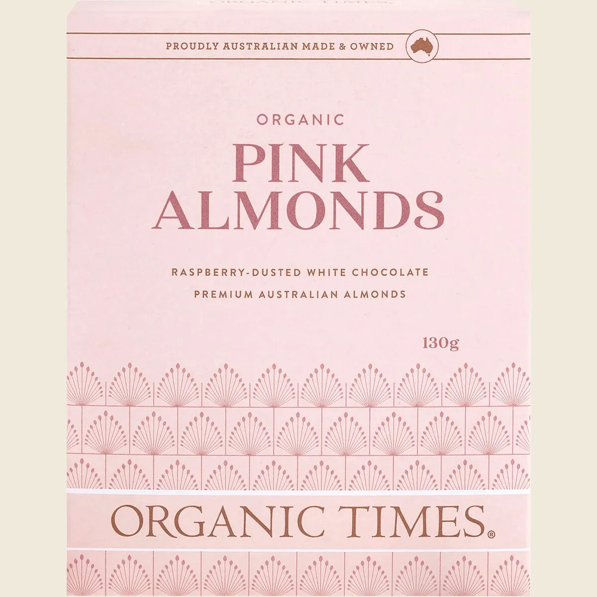 Pink Raspberry Dusted White Choc Almonds 130g