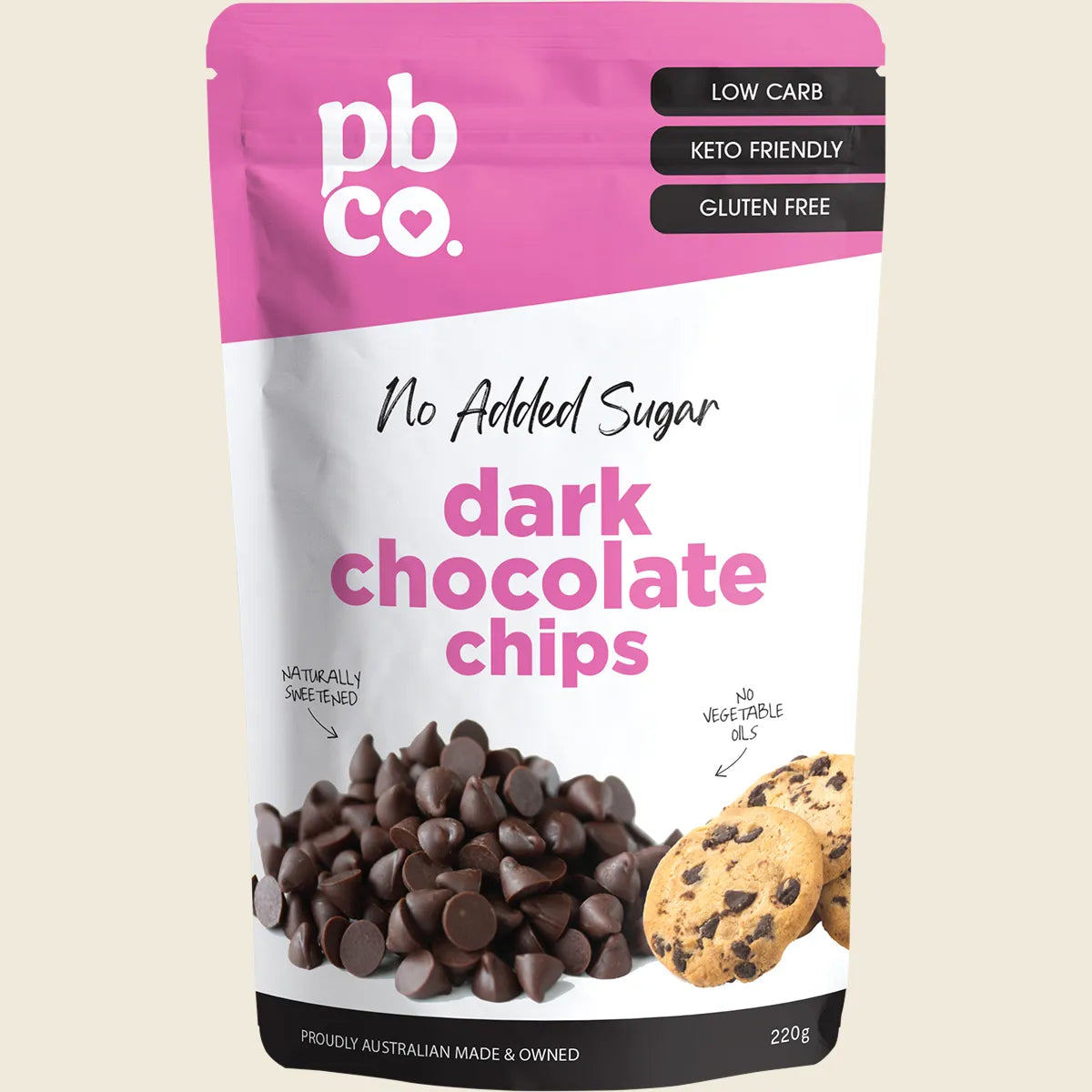 Dark Chocolate Chips No Added Sugar 220g