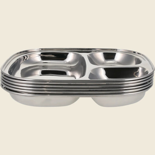 Stainless Steel Divided Kids Plate 6x1pc