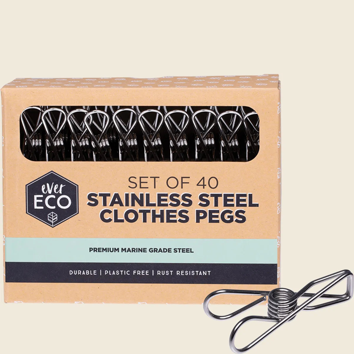 Stainless Steel Clothes Pegs Premium Marine Grade 40pk
