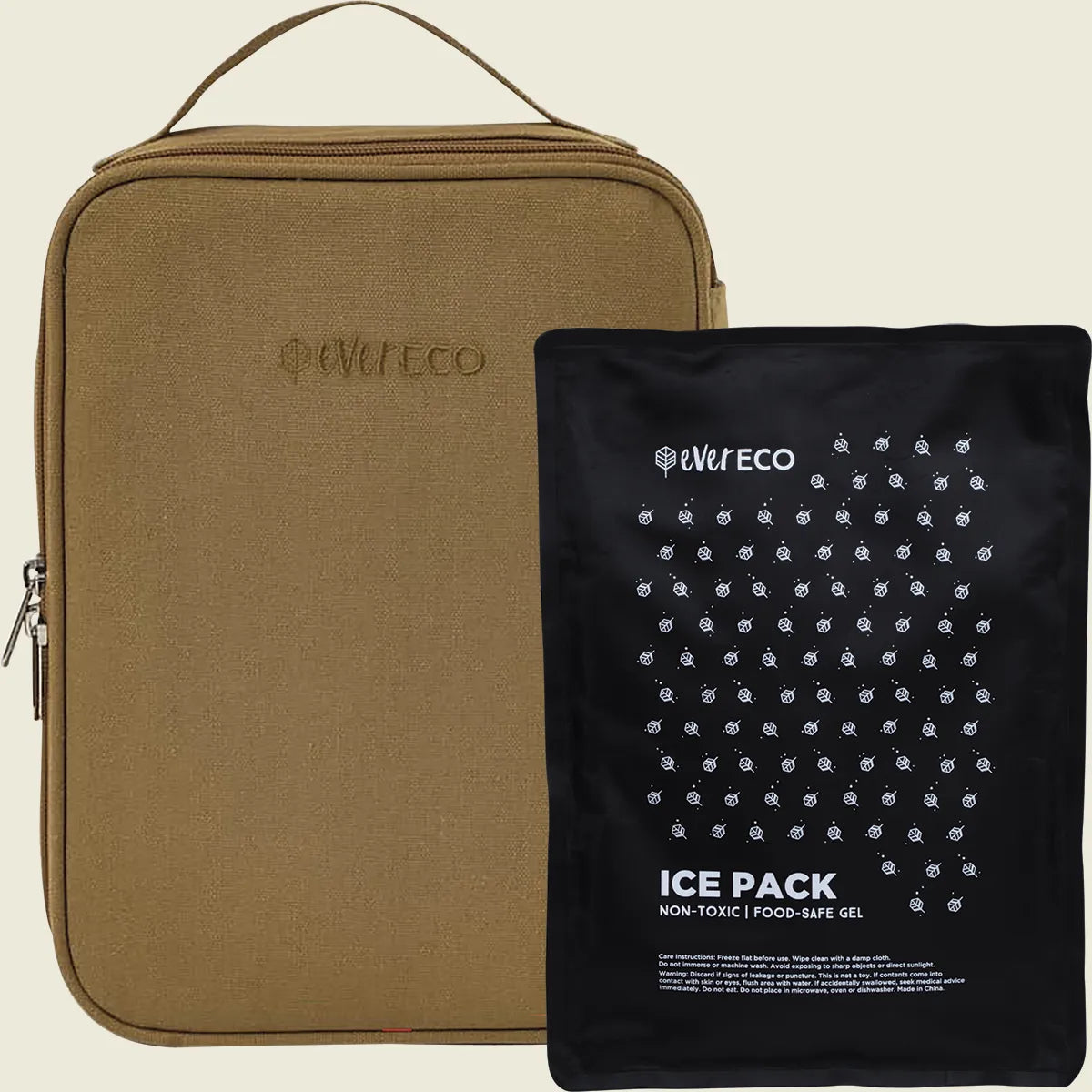 Insulated Lunch Bag with Ice Pack Husk 1pc
