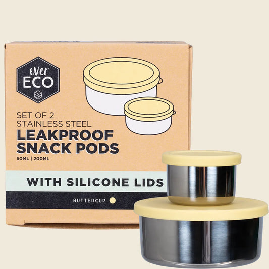 Ever Eco Stainless Steel Leakproof Snack Pods Buttercup 2pk