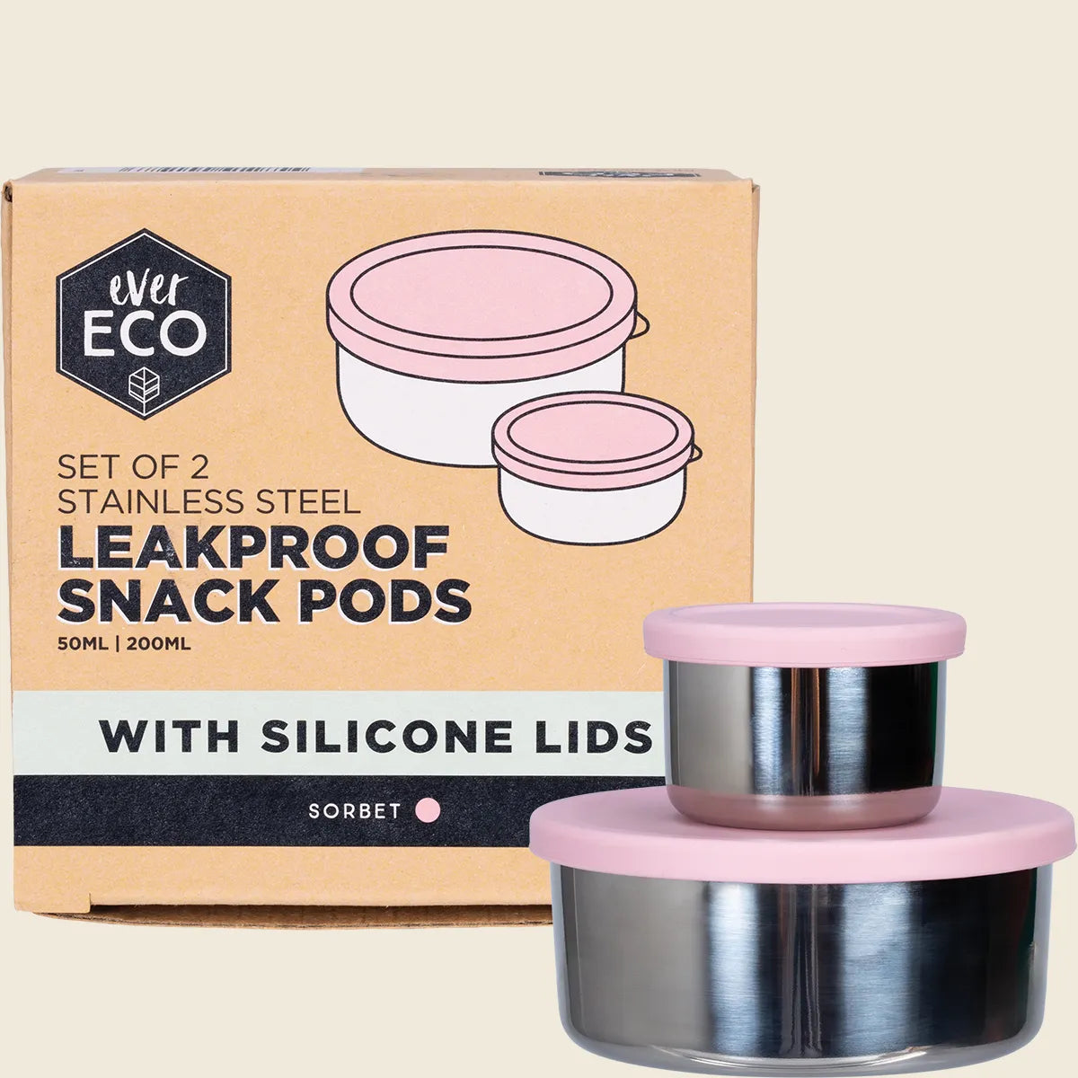 Stainless Steel Leakproof Snack Pods Sorbet 2pk