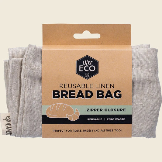 Reusable Linen Bread Bag Zipper Closure 32x40cm