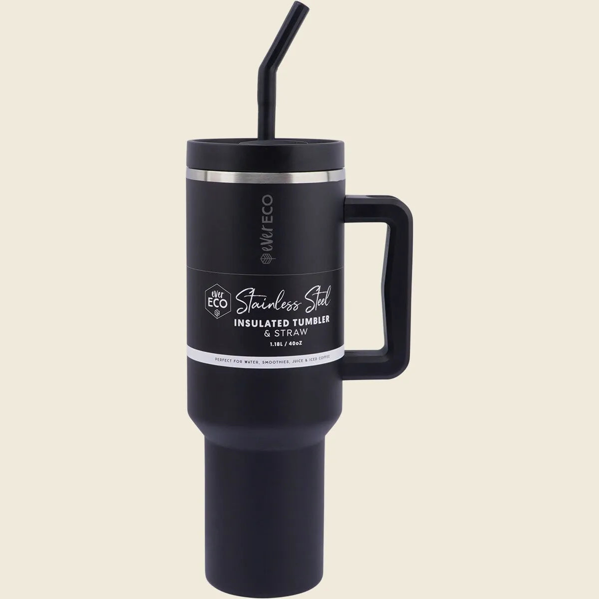 Insulated Tumbler with Handle & Straw Onyx 1.18L