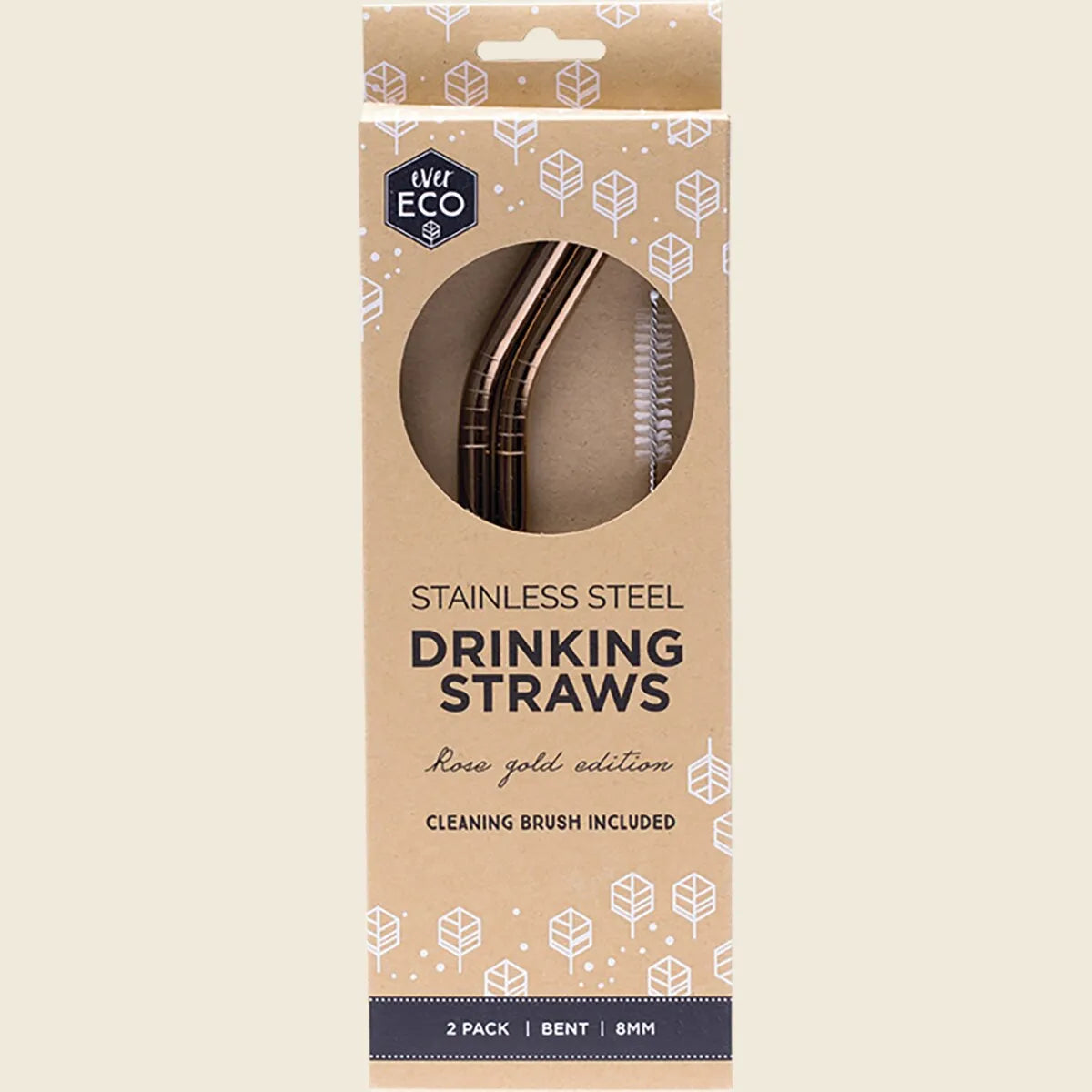 Stainless Steel Straws Bent Rose Gold 2pk