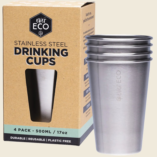Stainless Steel Drinking Cups 4x500ml