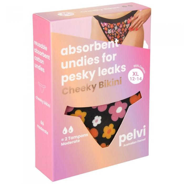 Pelvi Leakproof Underwear Cheeky Bikini Floral Xl  Sell Through