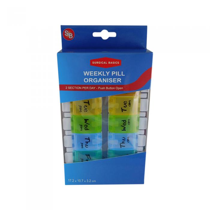 Surgical Basics Pill Box Weekly Pill Planner Removable (2 Per Day Am/pm) Medium (17.2 X 10.7 X 3.2cm)
