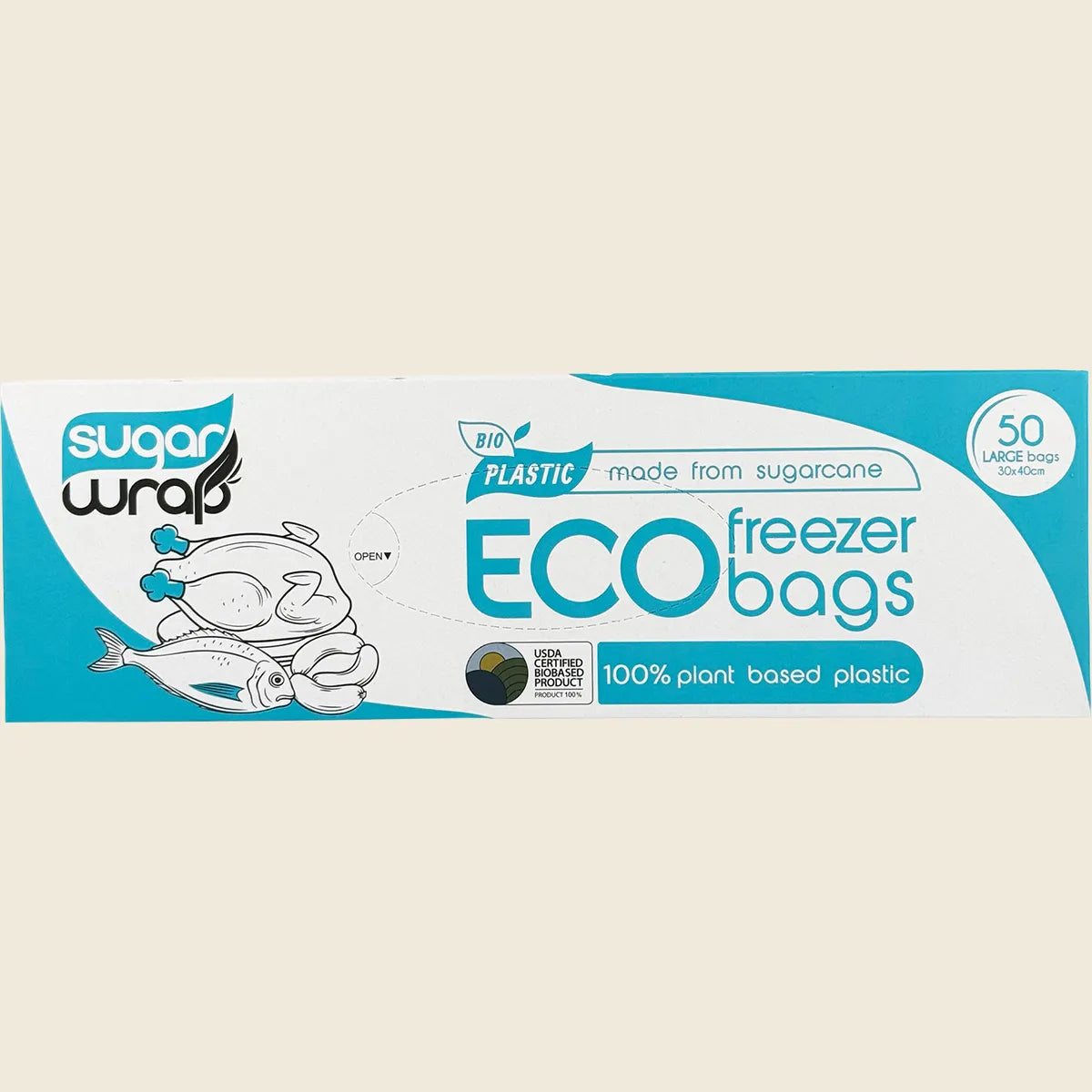 Eco Freezer Bags Made from Sugarcane Large 50pk