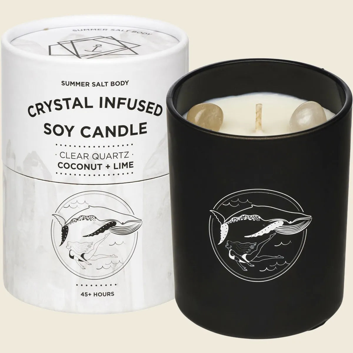 Crystal Infused Soy Candle Clear Quartz Coconut & Lime
