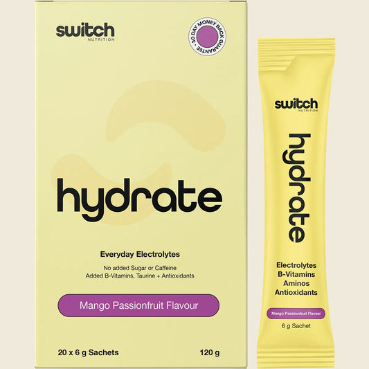 Switch Nutrition Hydrate Electrolytes No Added Sugar Mango Passionfruit 20x6g