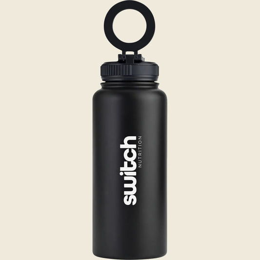 Stainless Steel Water Bottle with Phone Mount Black 1L