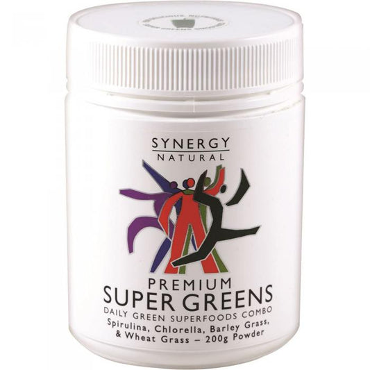 Synergy Natural Premium Super Greens (spirulina Chlorella Barley Grass & Wheat Grass) Powder 200g