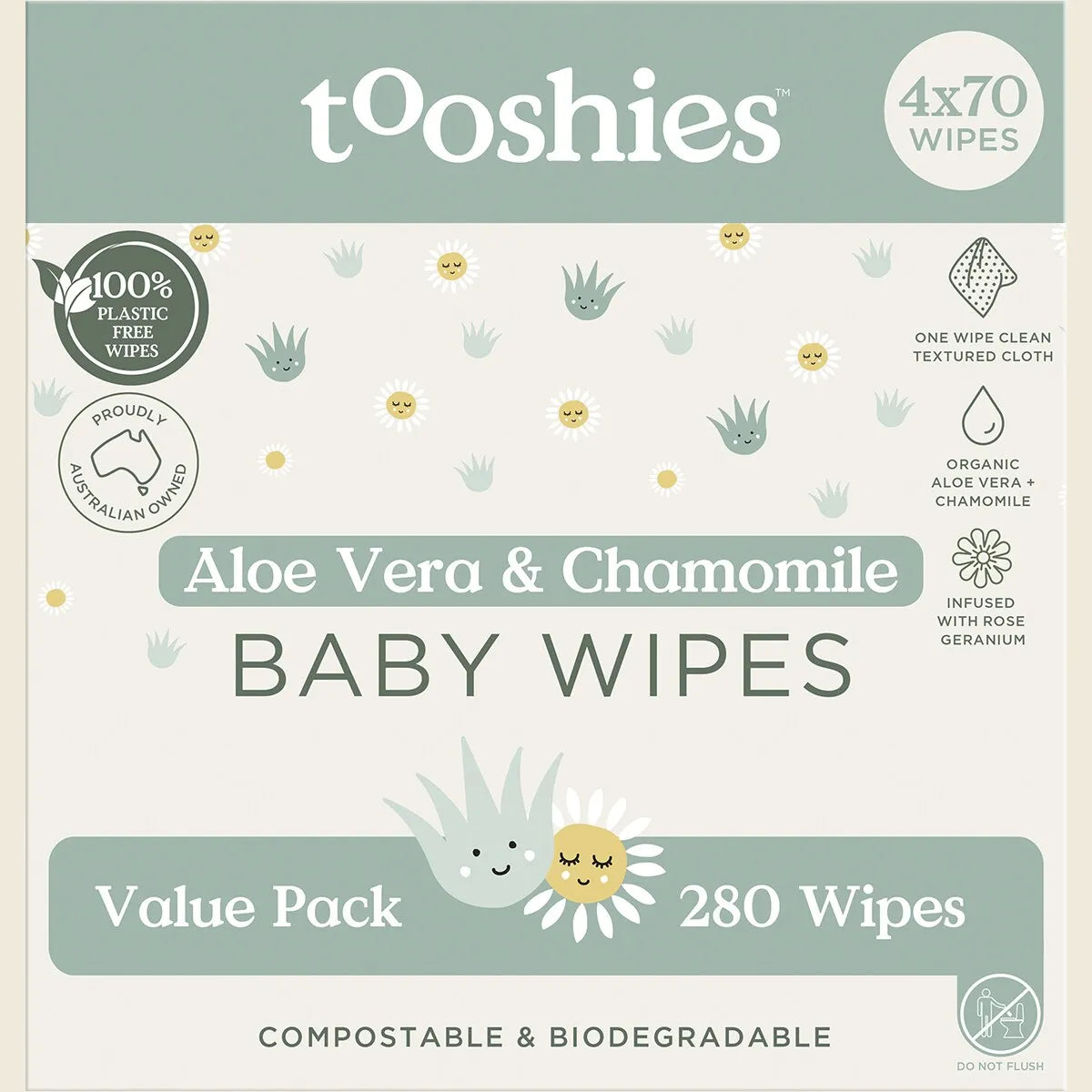 Eco Wipes Value Pack Aloe Vera & Chamomile 4x70pk