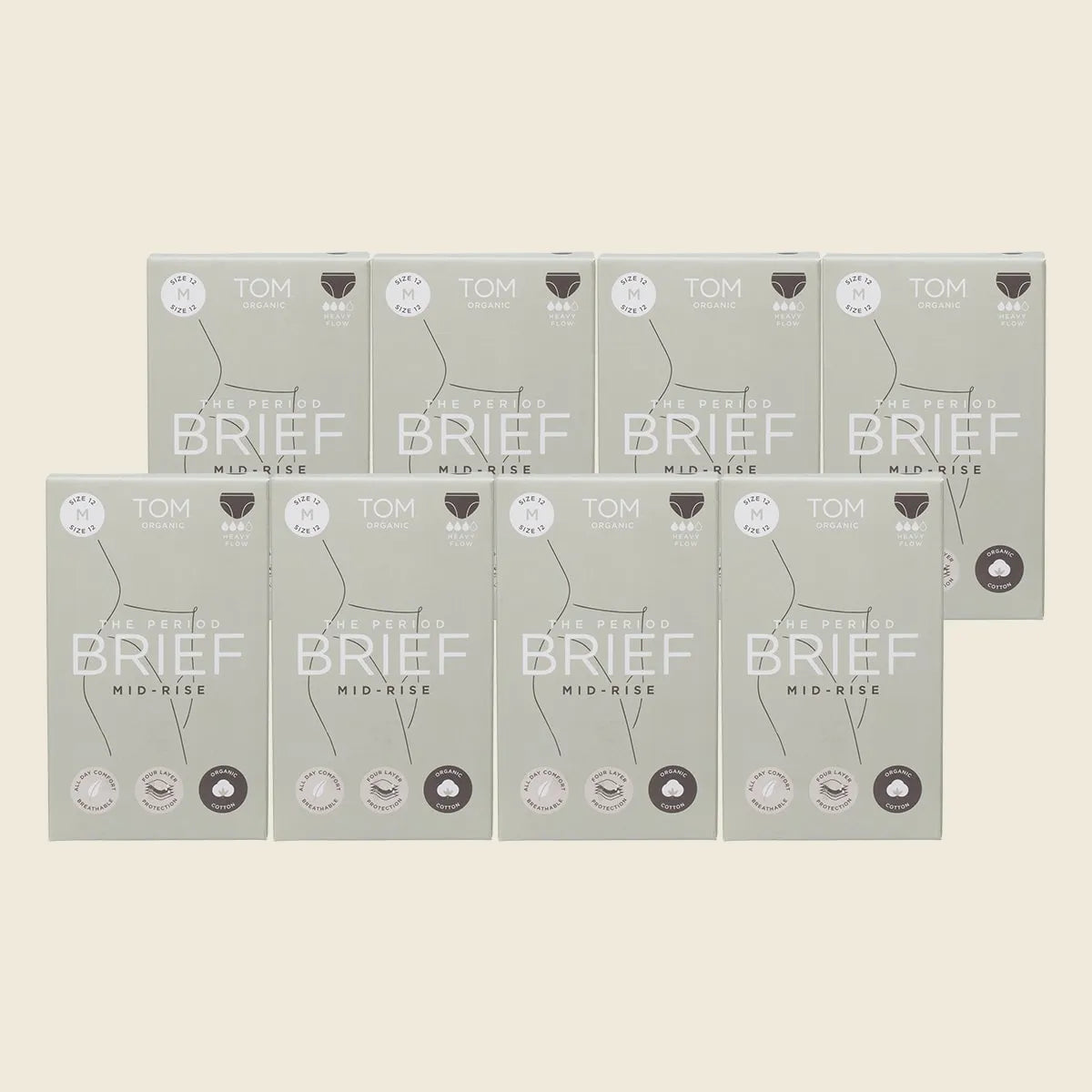 The Period Brief Mid Rise Black Medium x8