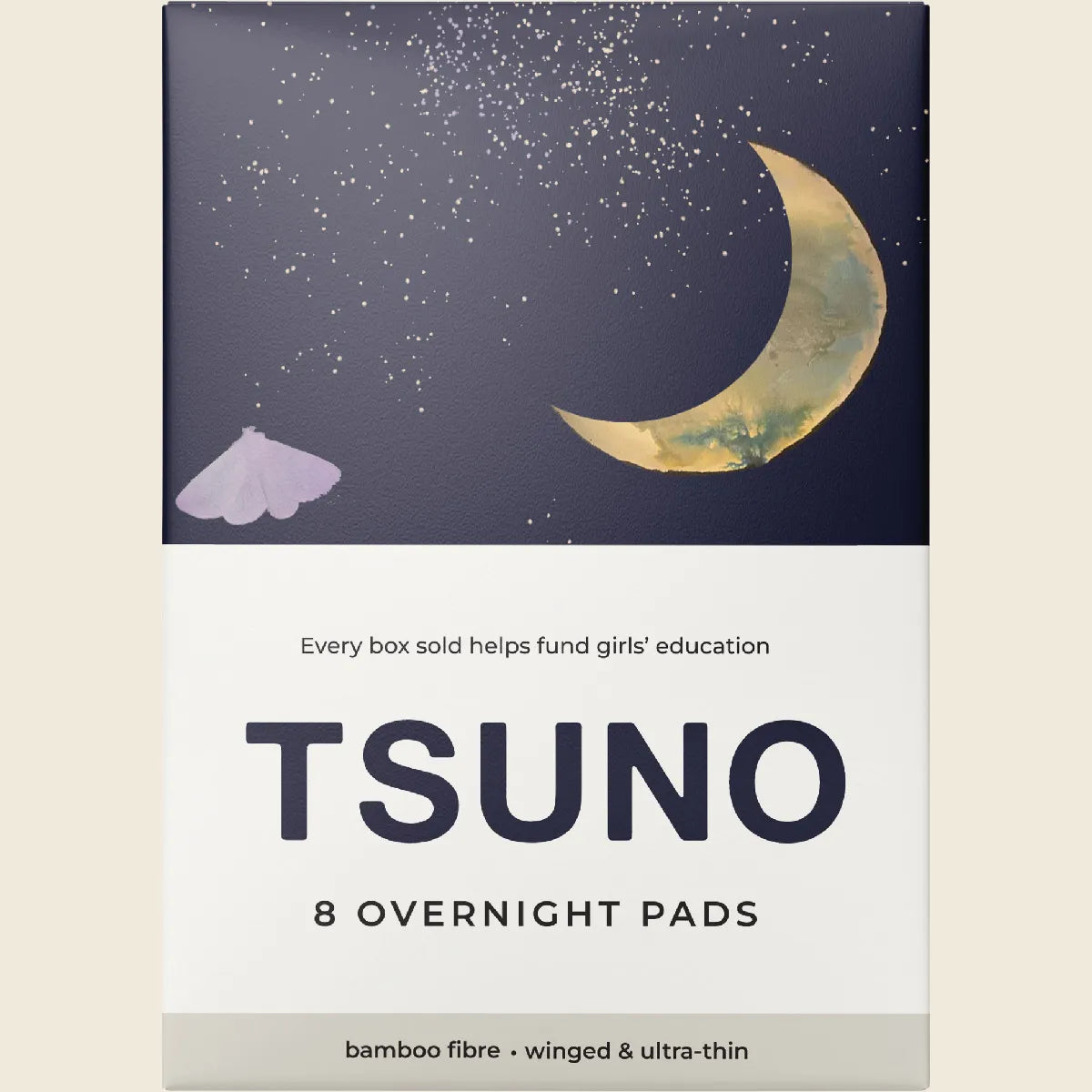 Natural Bamboo Pads Overnight Winged & Ultra Thin 8pk