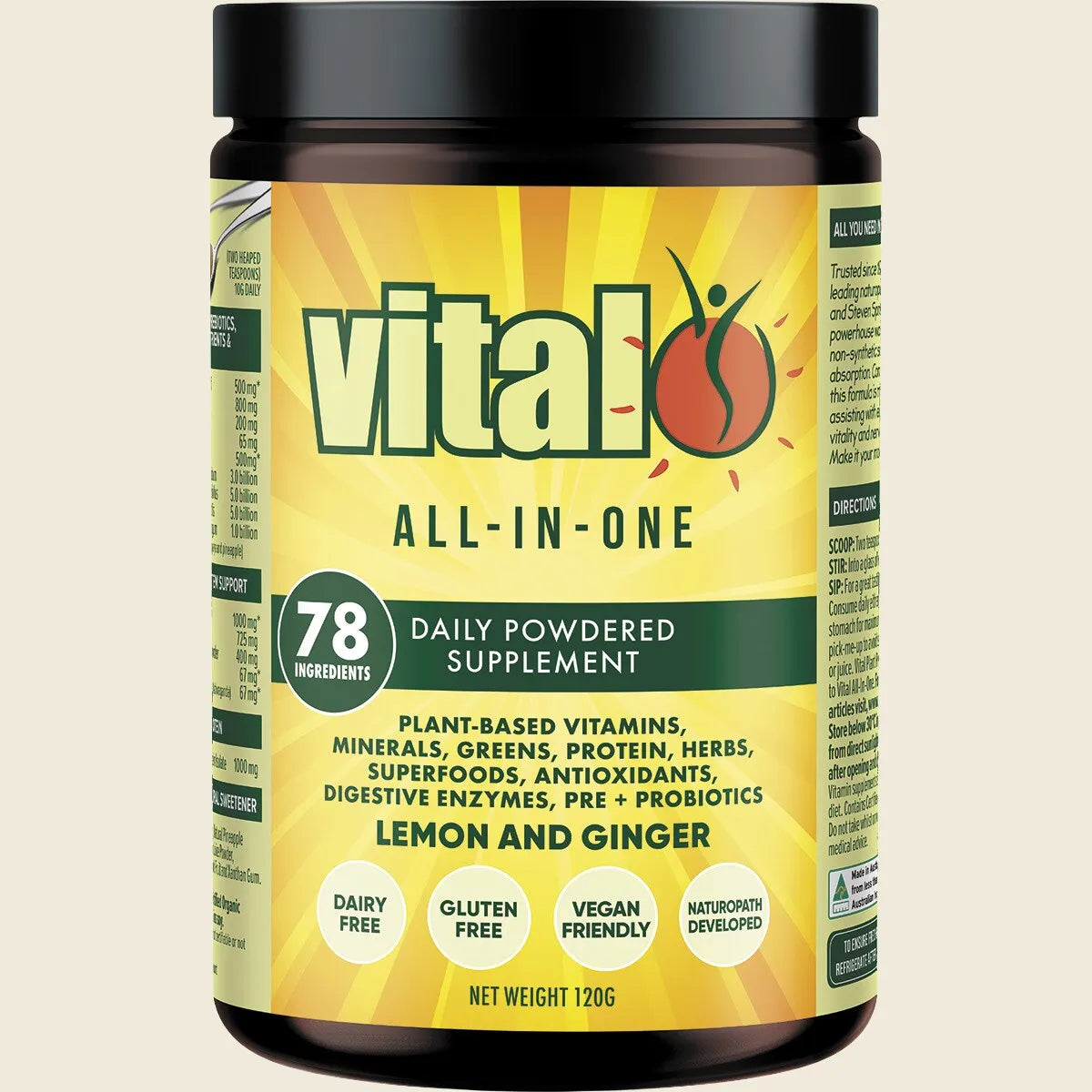 Vital All-In-One Daily Supplement Lemon & Ginger 120g