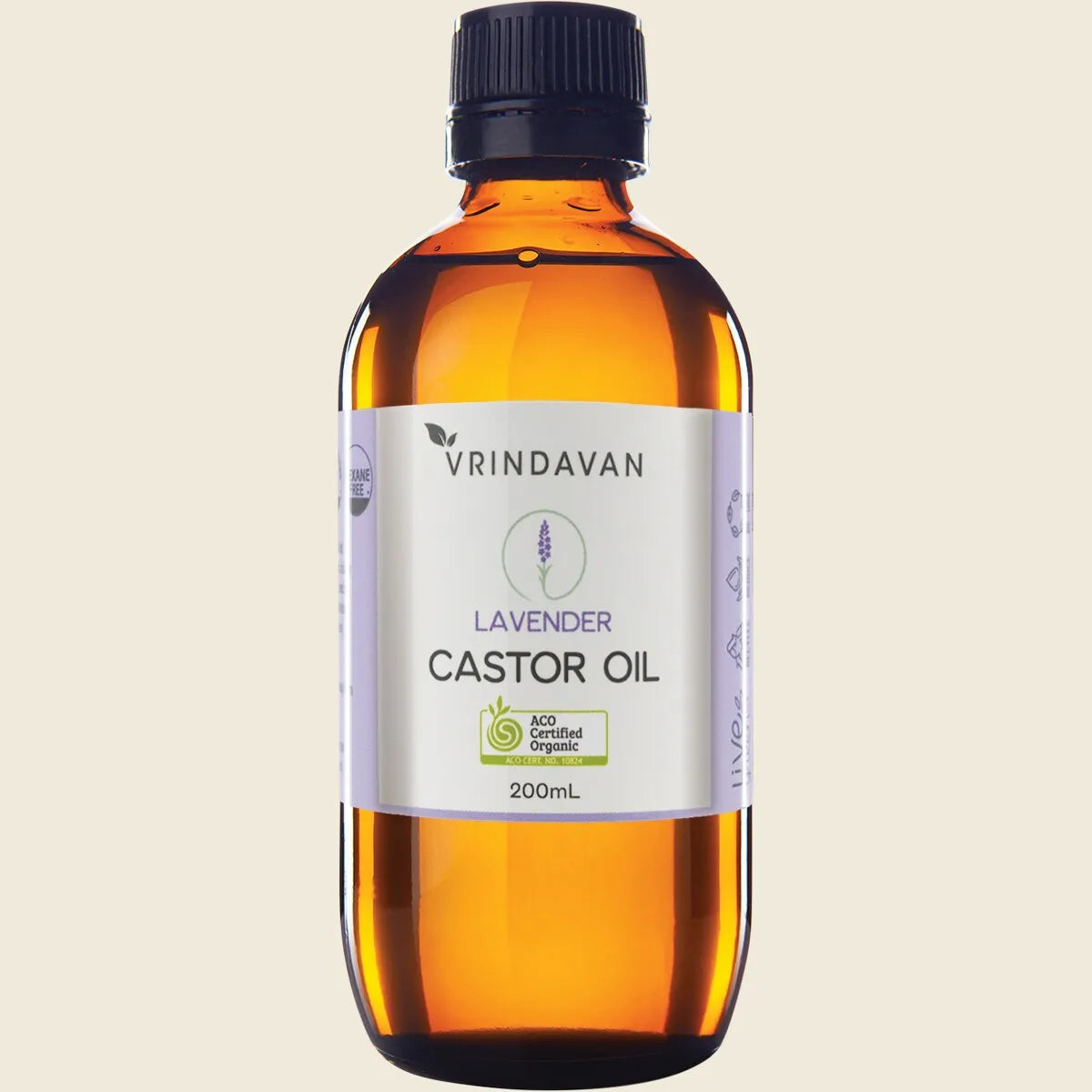 Castor Oil and Lavender Amber Glass Bottle 200ml