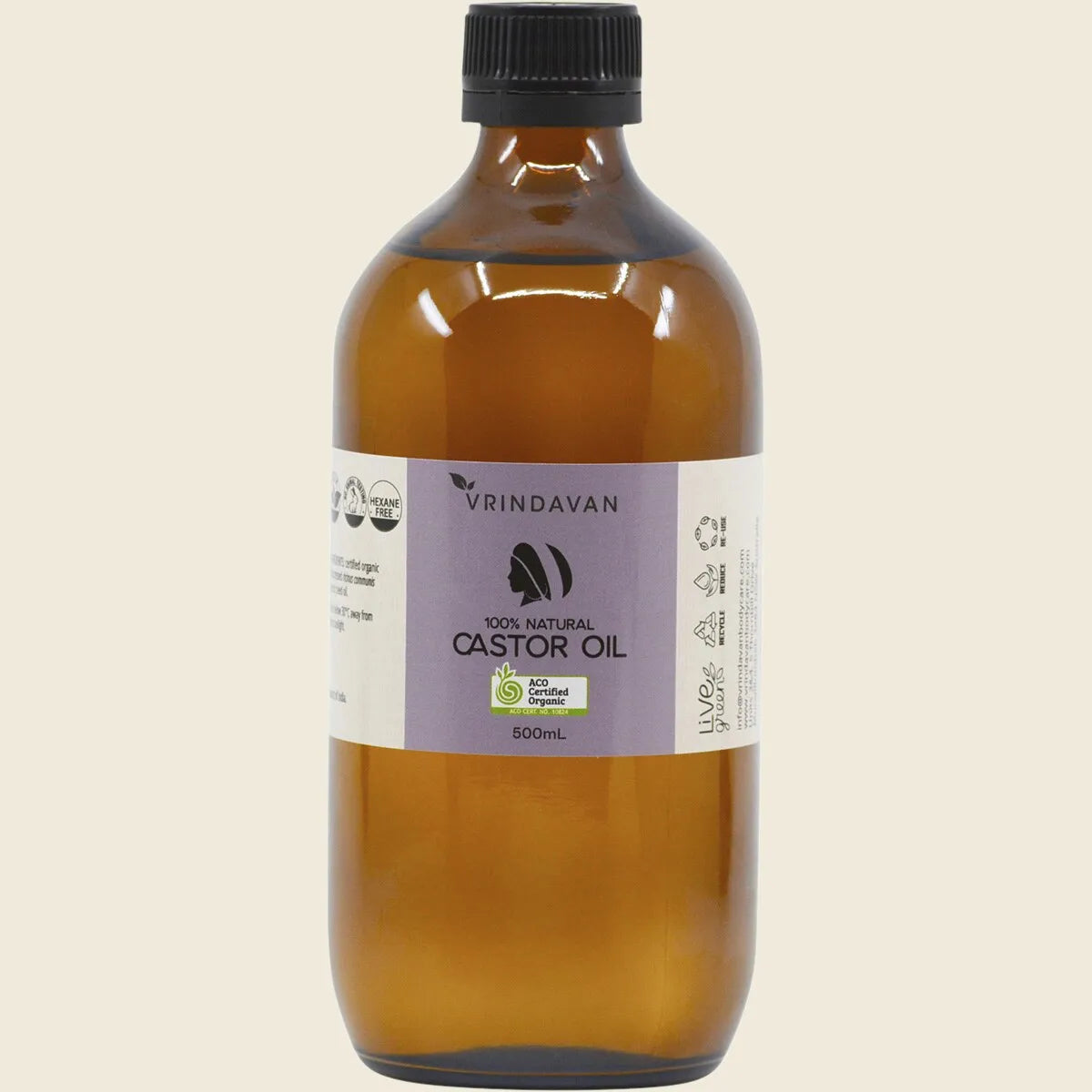Castor Oil 100% Natural - Amber Glass Bottle 500ml
