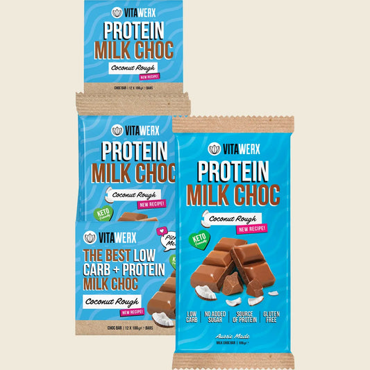 Protein Milk Choc Bar Coconut Rough 12x100g