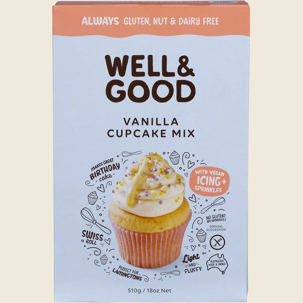 Vanilla Cupcake Mix with Icing & Sprinkles 510g