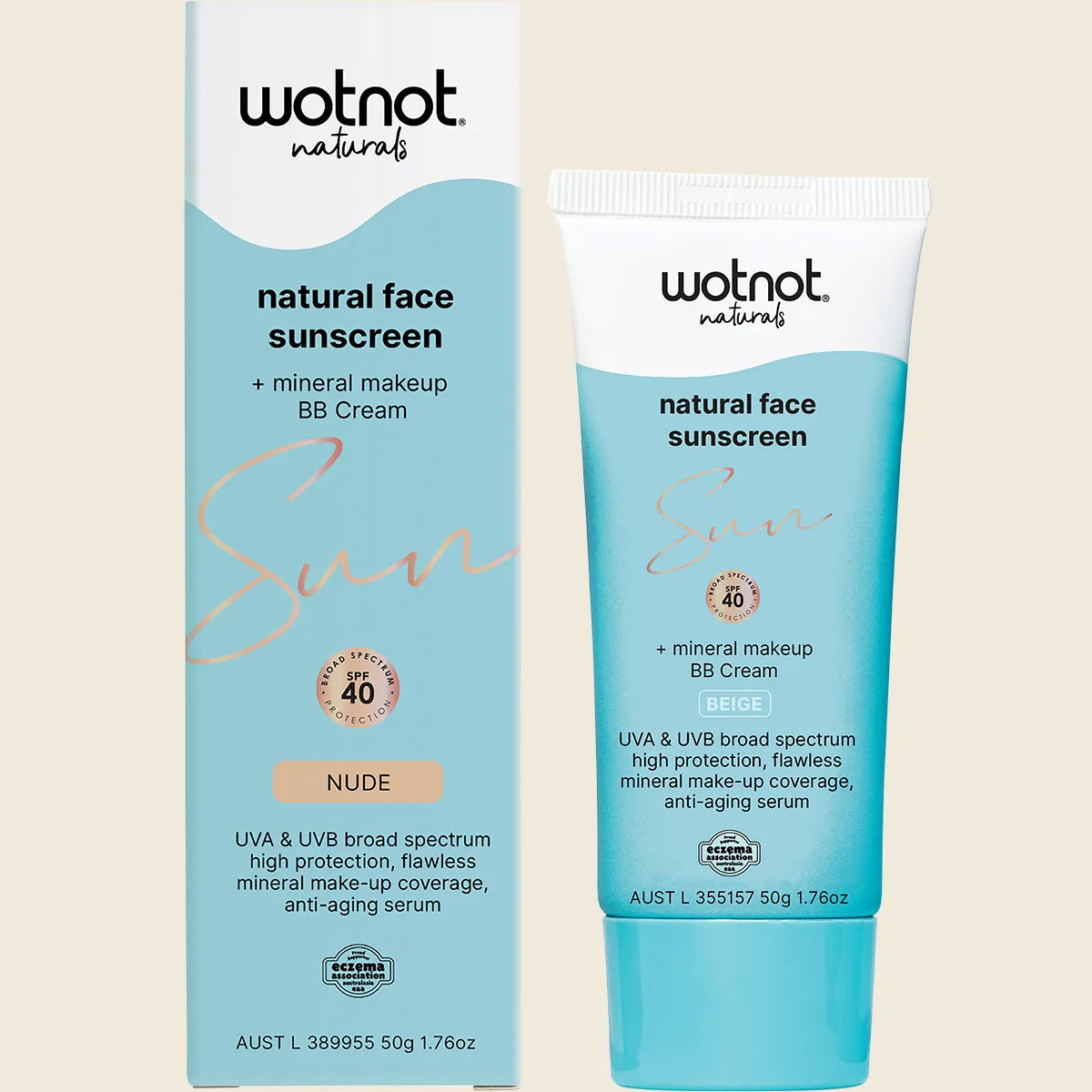 Natural Face Sunscreen + BB Cream SPF40 Nude 50g