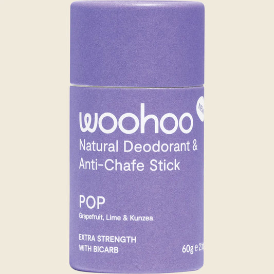 Woohoo Body Deodorant & Anti-Chafe Stick Pop - Extra Strength 60g
