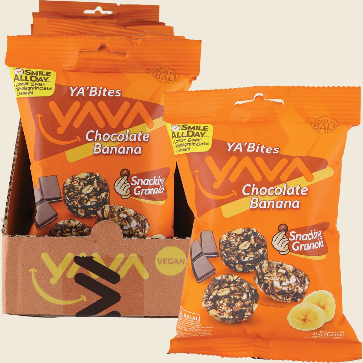 YA'Bites Granola Snack Chocolate Banana 8x35g